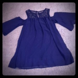 Navy cold shoulder dress